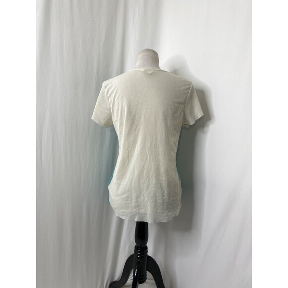 Womens Large Shirt Zara Basics Collection Blue White See Through Negative Print - Picture 5 of 11